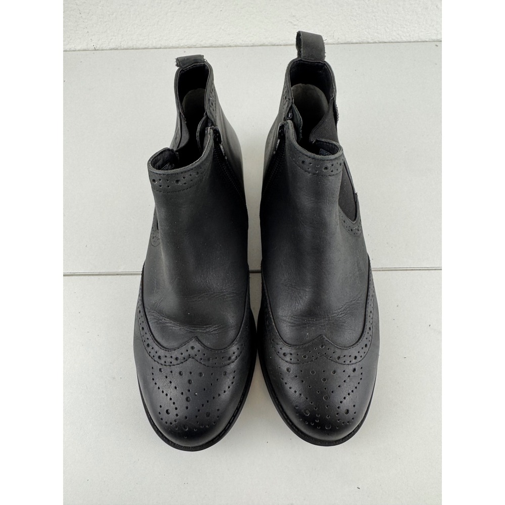 Vionic Sawyer Black Leather Wingtip Chelsea Ankle Boots Size 7 Preppy Orthotic